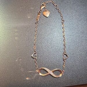 Elegant rose gold/sterling silver, Billie Bijoux, Infinity Bracelet.